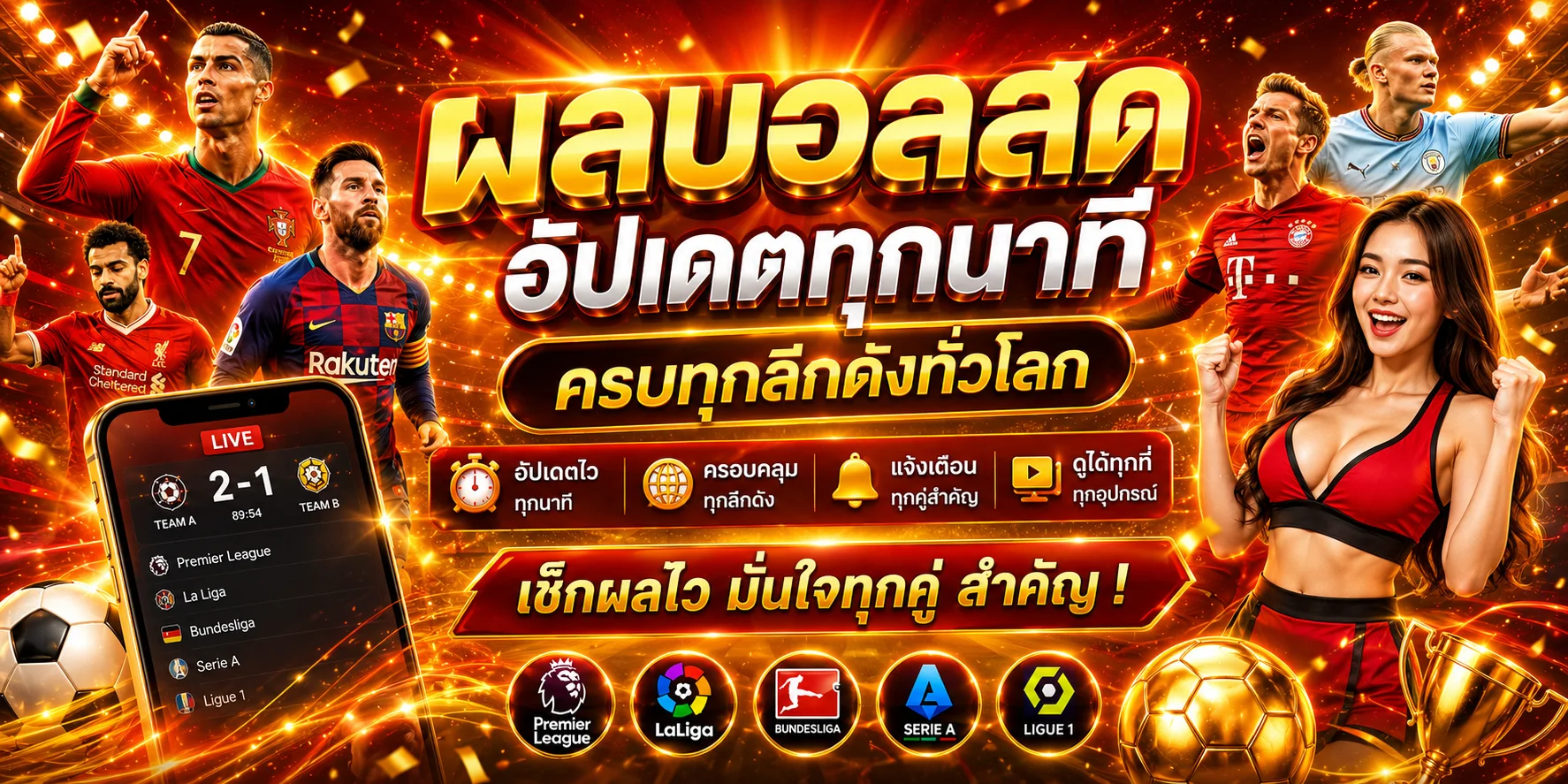 ผลบอลสดวันนี้ KINGZLOT อัปเดตเรียลไทม์ทุกลีก